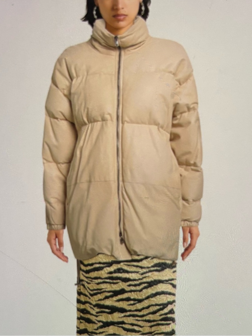 GIORGIO BRATO NWOT Beige Genuine Leather Puffer Jacket